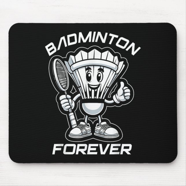 Badminton Forever Cartoon Shuttle And Racket Graph Mouse Mat (Front)