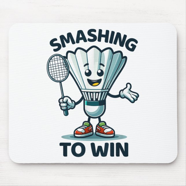 Badminton Forever Cartoon Shuttle And Racket Graph Mouse Mat (Front)