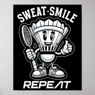 Badminton Forever Cartoon Shuttle And Racket Graph Poster