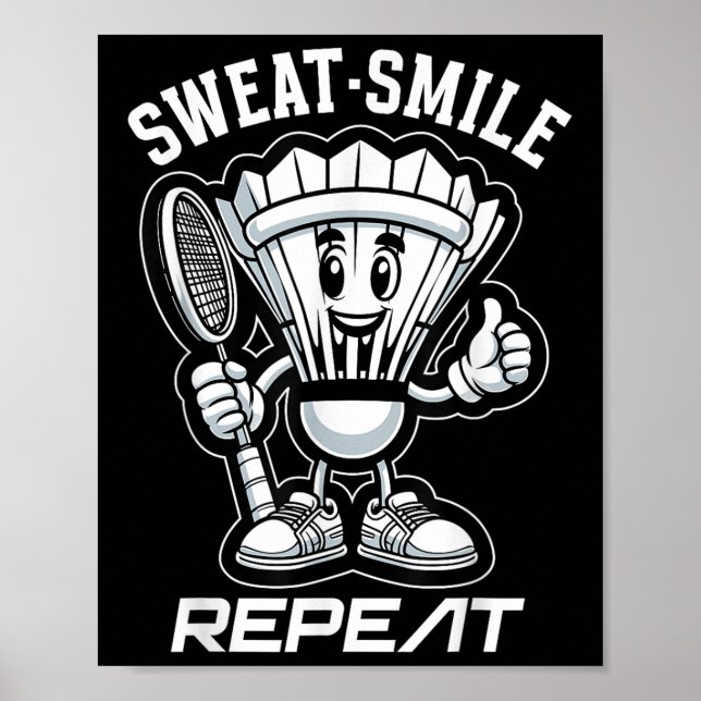 Badminton Forever Cartoon Shuttle And Racket Graph Poster (Front)