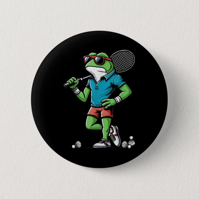 Badminton Frog Shuttle Poona  6 Cm Round Badge (Front)