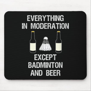Badminton - Funny Badminton Player And Beer Mouse Mat