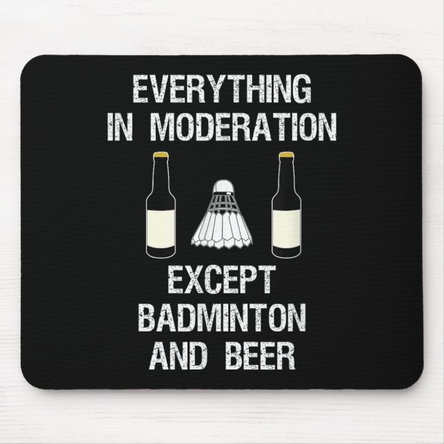 Badminton - Funny Badminton Player And Beer  Mouse Mat (Front)