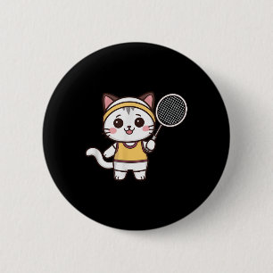 Badminton Funny Cat Women Girls Badminton Player K 6 Cm Round Badge