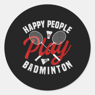 Badminton Game Coach Happy Shuttle Badminton Playe Classic Round Sticker