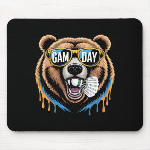 Badminton Game Day Bear Funny Badminton Lover Boys Mouse Mat