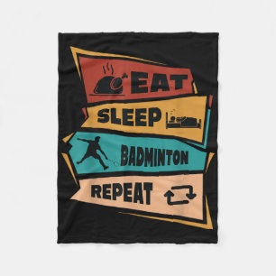 Badminton Game Repeat Shuttle Retro Badminton Play Fleece Blanket