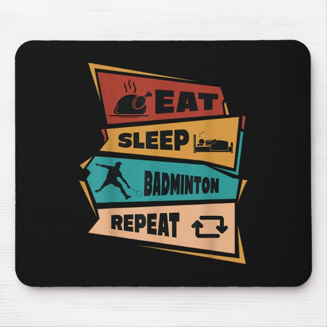 Badminton Game Repeat Shuttle Retro Badminton Play Mouse Mat (Front)