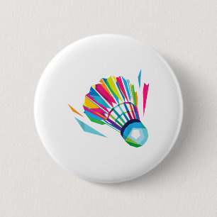 Badminton Game Shuttle Sport Badminton Pop Art 6 Cm Round Badge