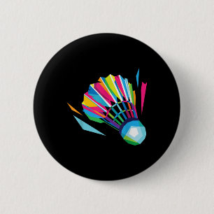 Badminton Game Shuttle Sport Badminton Pop Art 6 Cm Round Badge