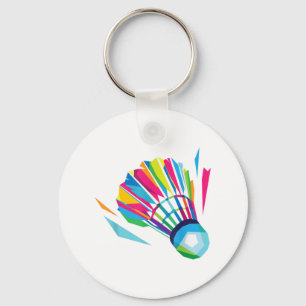 Badminton Game Shuttle Sport Badminton Pop Art Key Ring