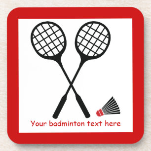 Badminton gifts, racquet and shuttlecock custom coaster