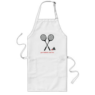 Badminton gifts, racquet and shuttlecock custom long apron