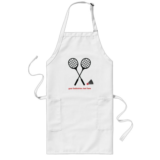 Badminton gifts, racquet and shuttlecock custom long apron (Front)