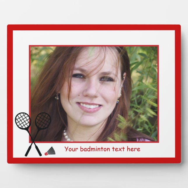 Badminton gifts, racquet and shuttlecock custom plaque (Front)