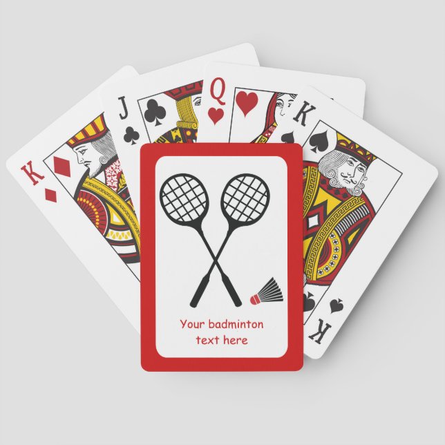 Badminton gifts, racquet and shuttlecock custom playing cards (Back)