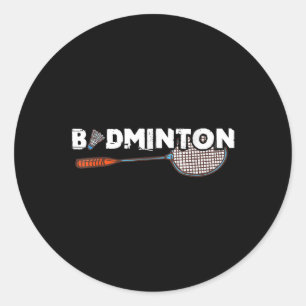 Badminton Gifts With Cute Badminton Racket & S Classic Round Sticker