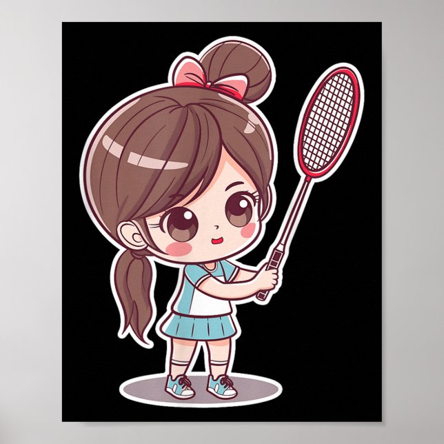 Badminton Girl Comic Style Shuttle Game For Girls  Poster (Front)