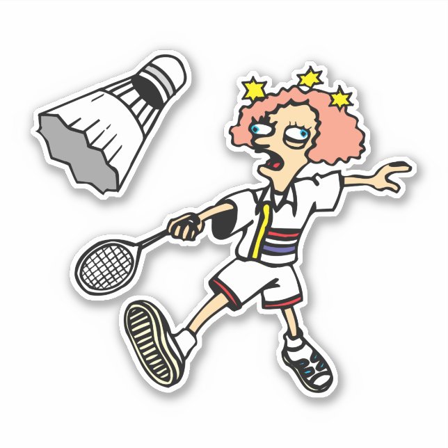 Badminton Girl Custom-Cut Vinyl Sticker (Front)