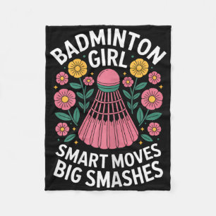 Badminton Girl Shuttle Funny Badminton  Fleece Blanket