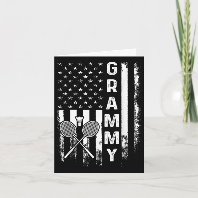 Badminton Grammy American Flag Vintage Christmas X Card (Front)