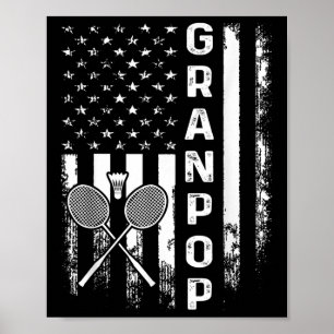 Badminton Granpop American Flag Vintage Christmas  Poster