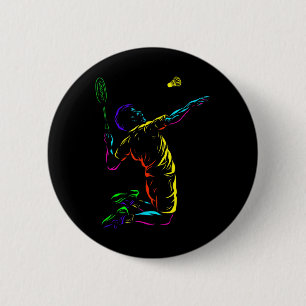 Badminton Graphic Badminton Player Shuttle Sports 6 Cm Round Badge