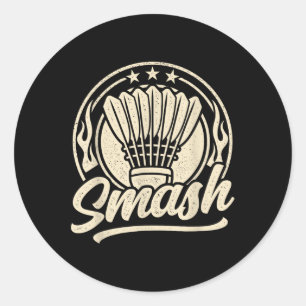 Badminton Graphic Badminton Player Shuttle Sports Classic Round Sticker