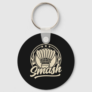 Badminton Graphic Badminton Player Shuttle Sports Key Ring