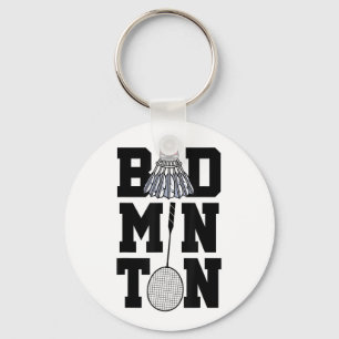 Badminton Graphic Badminton Player Shuttle Sports Key Ring