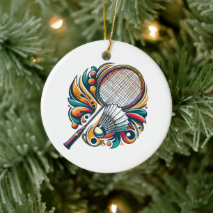 Badminton Graphic Ceramic Tree Decoration