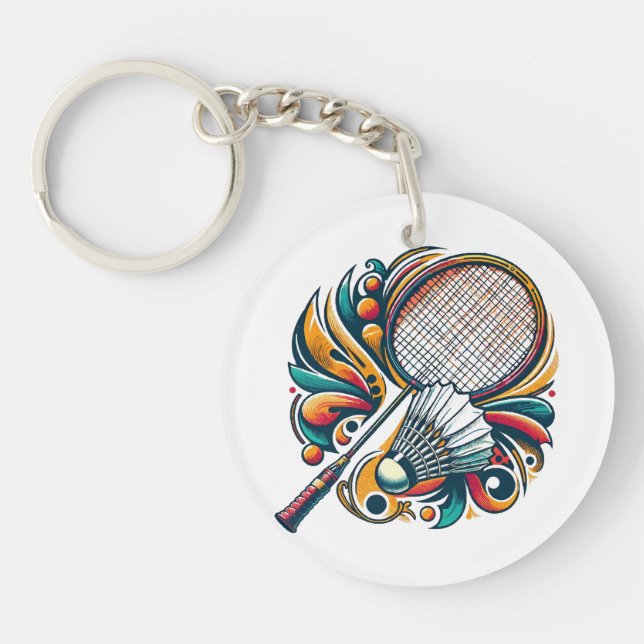 Badminton Graphic Key Ring (Front)