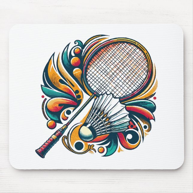 Badminton Graphic Mouse Mat (Front)
