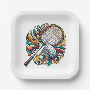 Badminton Graphic Paper Plate