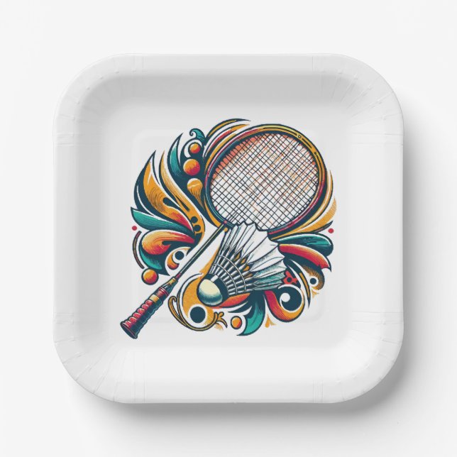 Badminton Graphic Paper Plate (Front)