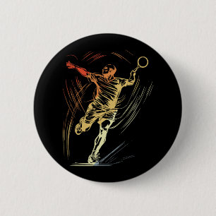 Badminton Guy Sketch Racquet Sport Shuttle 6 Cm Round Badge