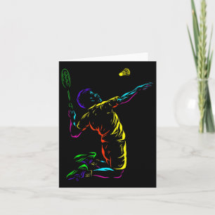 Badminton Guy Sketch Racquet Sport Shuttle  Card