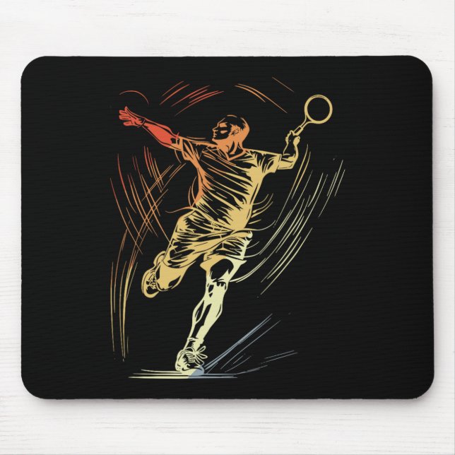Badminton Guy Sketch Racquet Sport Shuttle  Mouse Mat (Front)