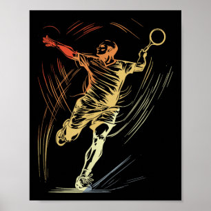 Badminton Guy Sketch Racquet Sport Shuttle  Poster