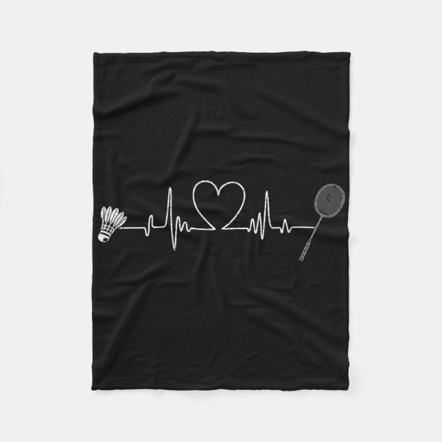 Badminton Heartbeat Funny Badminton  Fleece Blanket (Front)