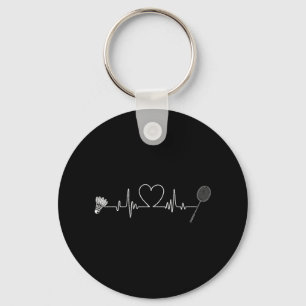 Badminton Heartbeat Funny Badminton Key Ring