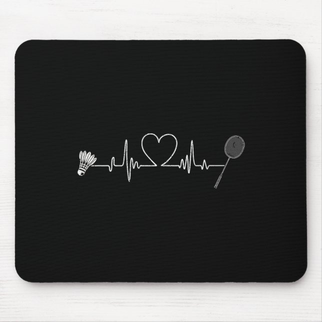 Badminton Heartbeat Funny Badminton  Mouse Mat (Front)