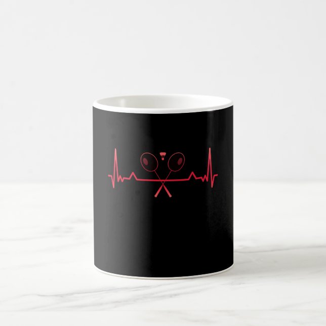 Badminton Heartbeat Funny Gift Coffee Mug (Center)