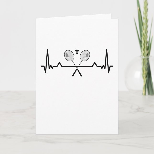 Badminton Heartbeat Gift Mom Dad Card (Front)