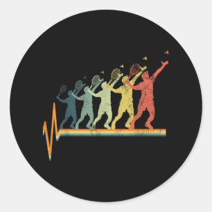 Badminton Heartbeat Vintage Retro Gift Classic Round Sticker