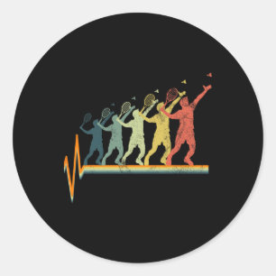 Badminton Heartbeat Vintage Retro Gift Classic Round Sticker