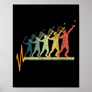 Badminton Heartbeat Vintage Retro Gift Poster