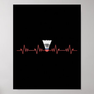 Badminton Heartbeat With Shuttle For Badminton  Poster