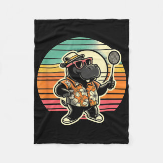 Badminton Hippo Shuttle  Fleece Blanket