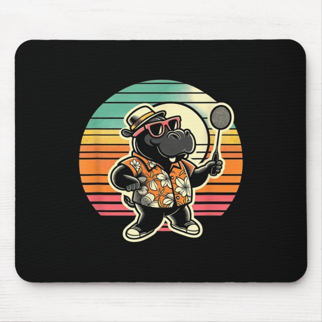 Badminton Hippo Shuttle  Mouse Mat (Front)